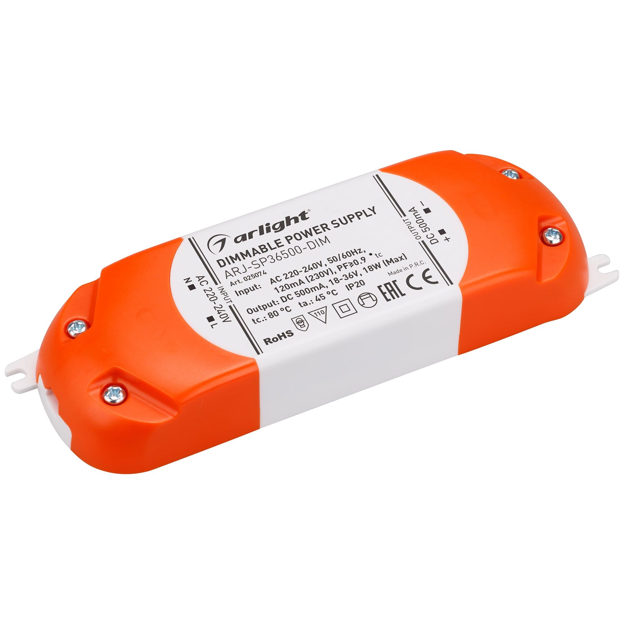 Arlight Блок питания ARJ-SP36500-DIM (18W, 500mA, PFC, Triac) (IP20 Пластик, 3 года) 025074