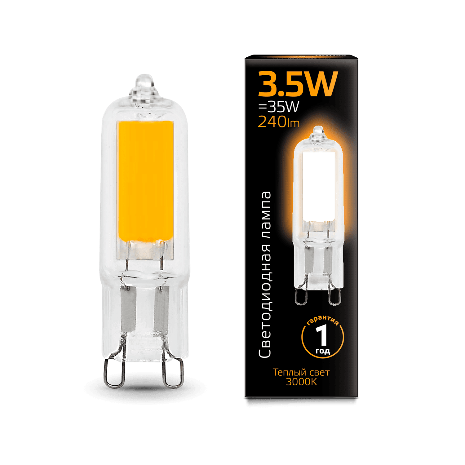 Gauss Лампа G9 AC220-240V 3.5W 240lm 3000K стекло LED 107809103 — миниатюра 7