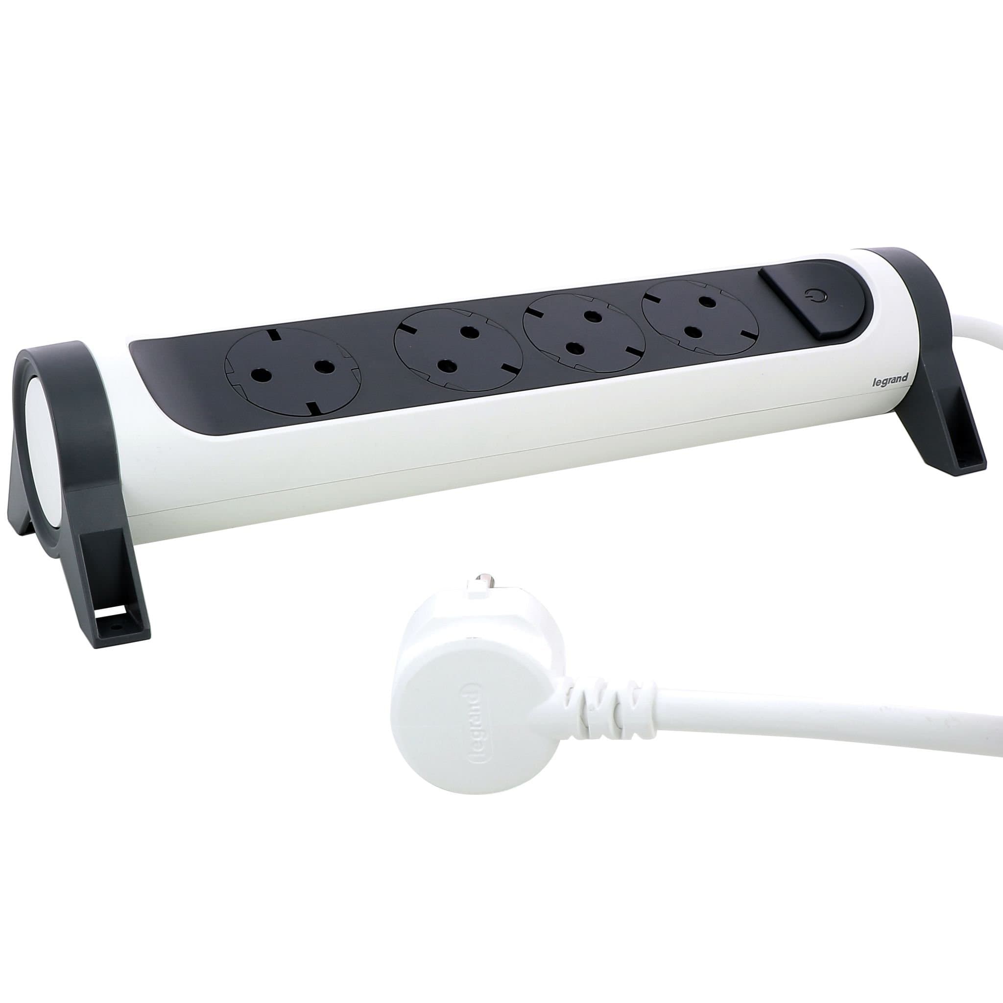 Legrand Revolution Комфорт Бело-черный Удлинитель 4x2К+З с выкл., кабель 3м, плоские розетки, фиксируемый поворотный блок 694536 — миниатюра 5