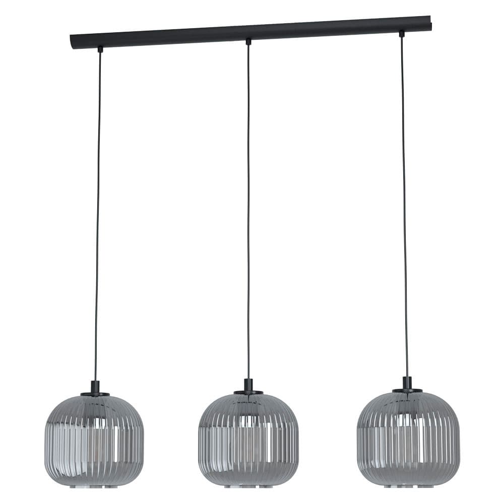 Eglo 99372 Подвес MANTUNALLE 1, 3х40W (E27), L1200, Ø200, H1100, сталь, черный/стекло с напыл., черный-пр