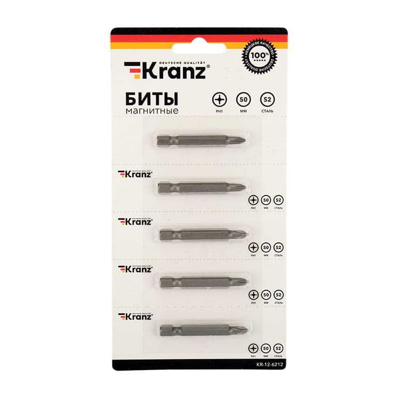 Kranz Бита PH 1x50 мм для шуруповерта сталь S2 5 шт. (лента) KR-12-6212 — миниатюра 2