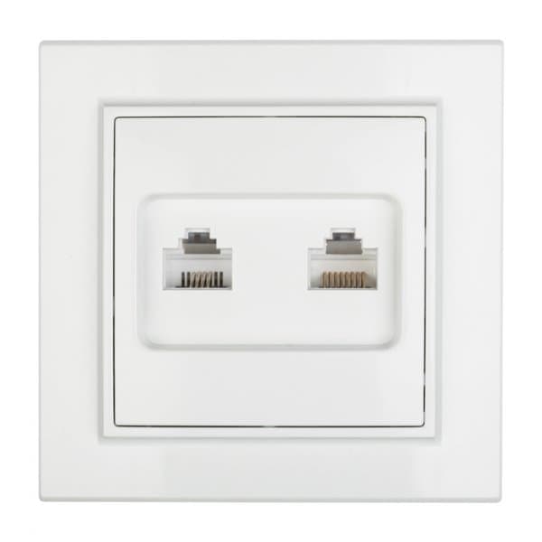 EKF Basic Минск Белый Розетка RJ-45+RJ-11, СП