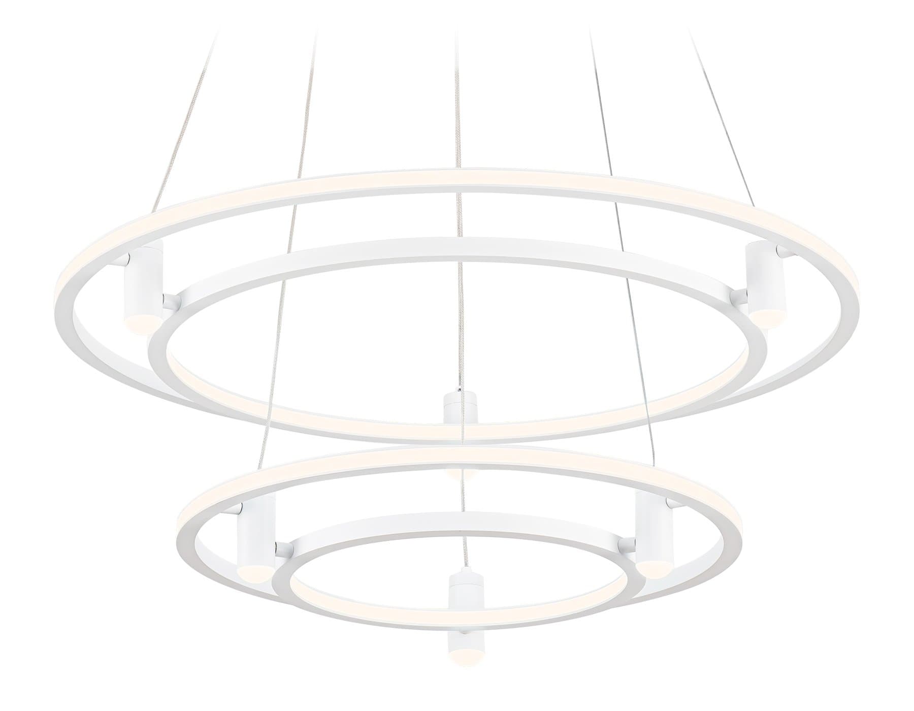 Ambrella Светильник подвесной светодиодный FL5542/2+6 WH белый 90W 3000K/4200K/6400K D600/400*1300 (без ПДУ) — миниатюра 1