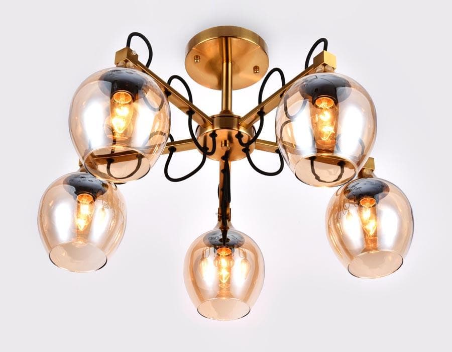 Ambrella Подвесная люстра TR9061/5 SB/TI бронза/янтарь E27 max 40W D620*380 — миниатюра 4