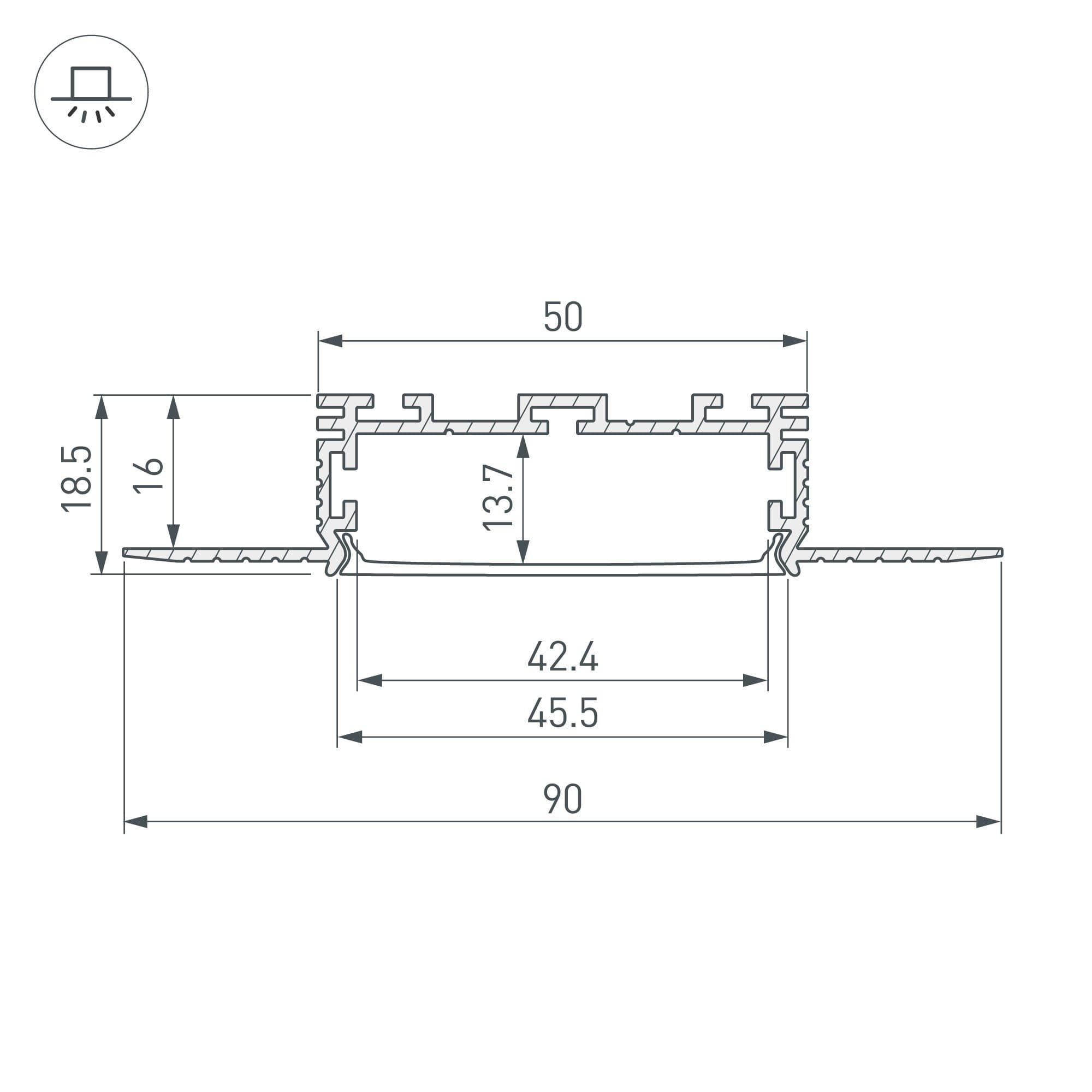 Arlight Профиль KLUS-POWER-W50H16-F-HIDE-2000 (Алюминий) 028917 — миниатюра 2