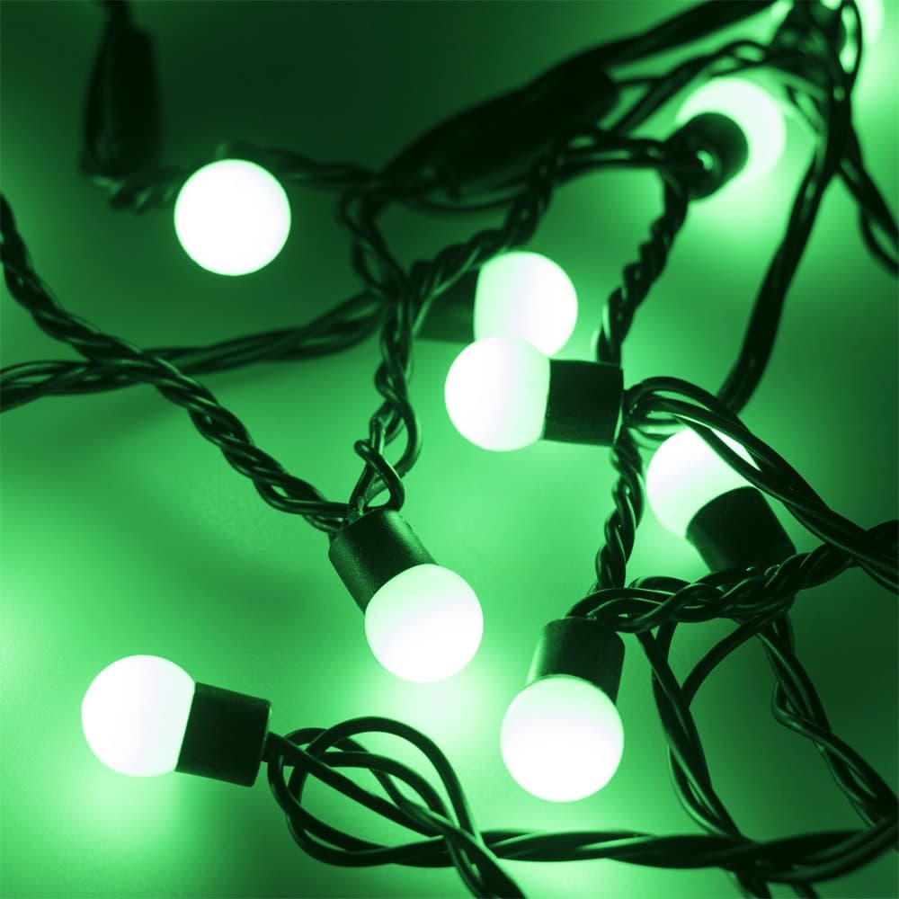Arlight Светодиодная гирлянда ARD-BALL-CLASSIC-D17.5-10000-BLACK-100LED GREEN (230V, 7W) (Ardecoled, IP65) 025581