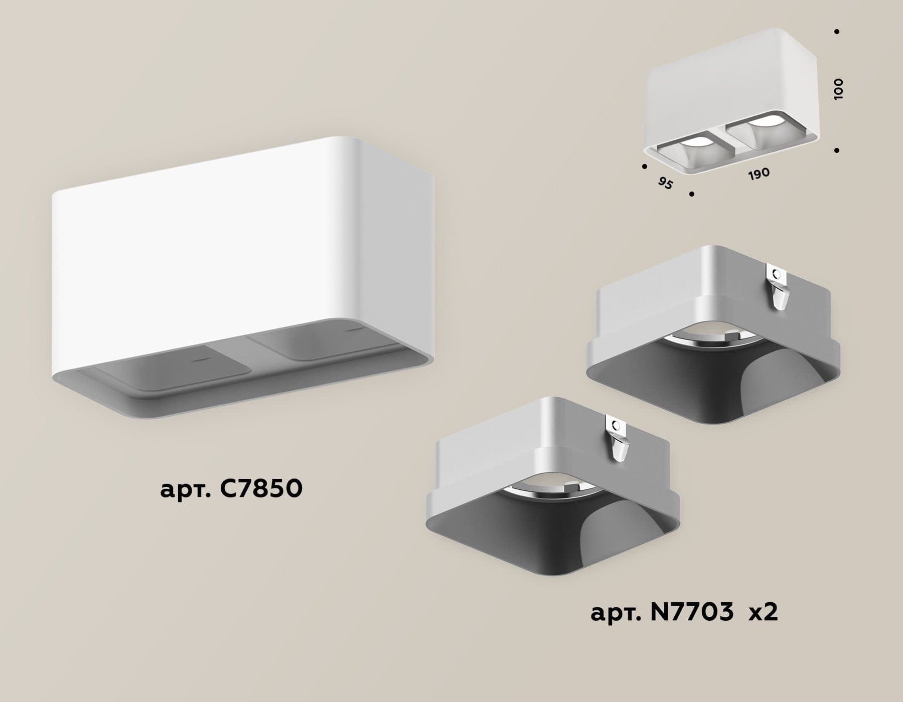 Ambrella Комплект накладного светильника XS7850003 SWH/SSL белый песок/серебро песок MR16 GU5.3 (C7850, N7703) — миниатюра 2