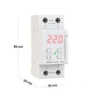 Welrok D2-50 red Реле напряжения 50 А (max 60 A) 11 000 ВА, 3х клеммные — миниатюра 2