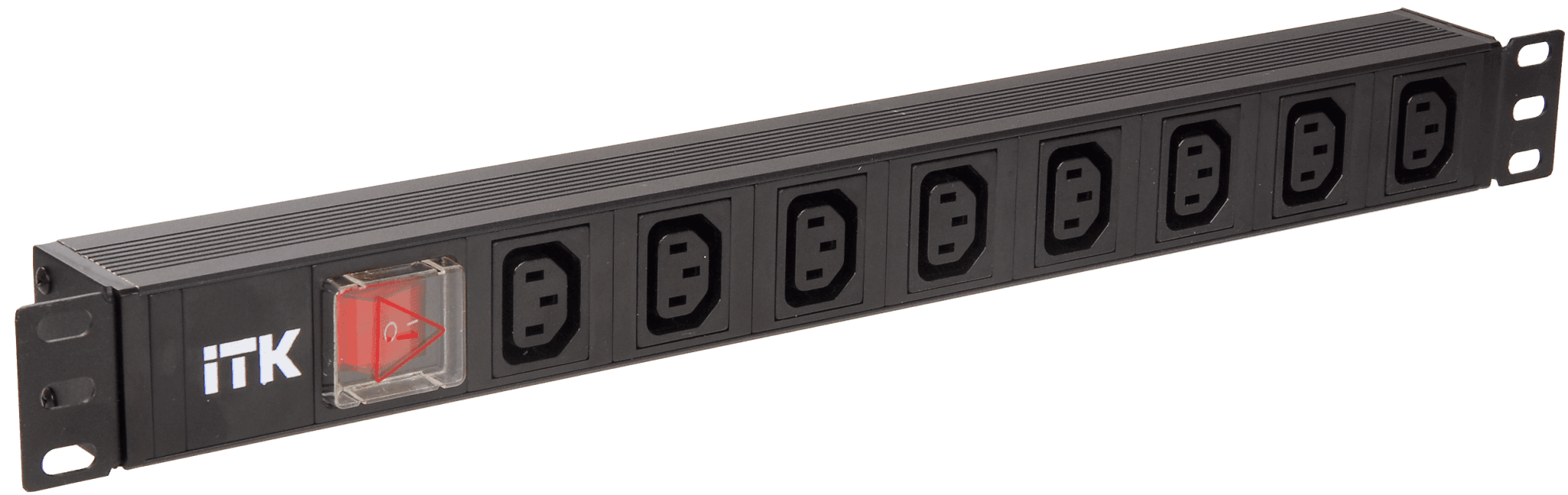 IEK ITK PDU Блок: 8 розеток C13 с LED выкл.,1U, шнур 2м, вилка, немецкий стандарт PH12-8C131 — миниатюра 2