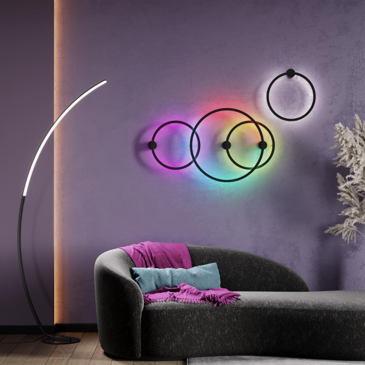 Odeon Light 4386/24WL HIGHTECH ODL23 121 черный/металл Настенный светильник IP20 RGB динамическая подсветка ПДУ в комплекте LED 24W 3000K OMEN — миниатюра 3