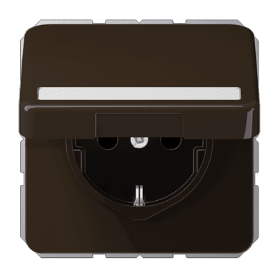 JUNG SCHUKO®-розетка 16 A / 250 B ~ с полем для надписи и крышкой, коричневая CD1521BFNAKLBR