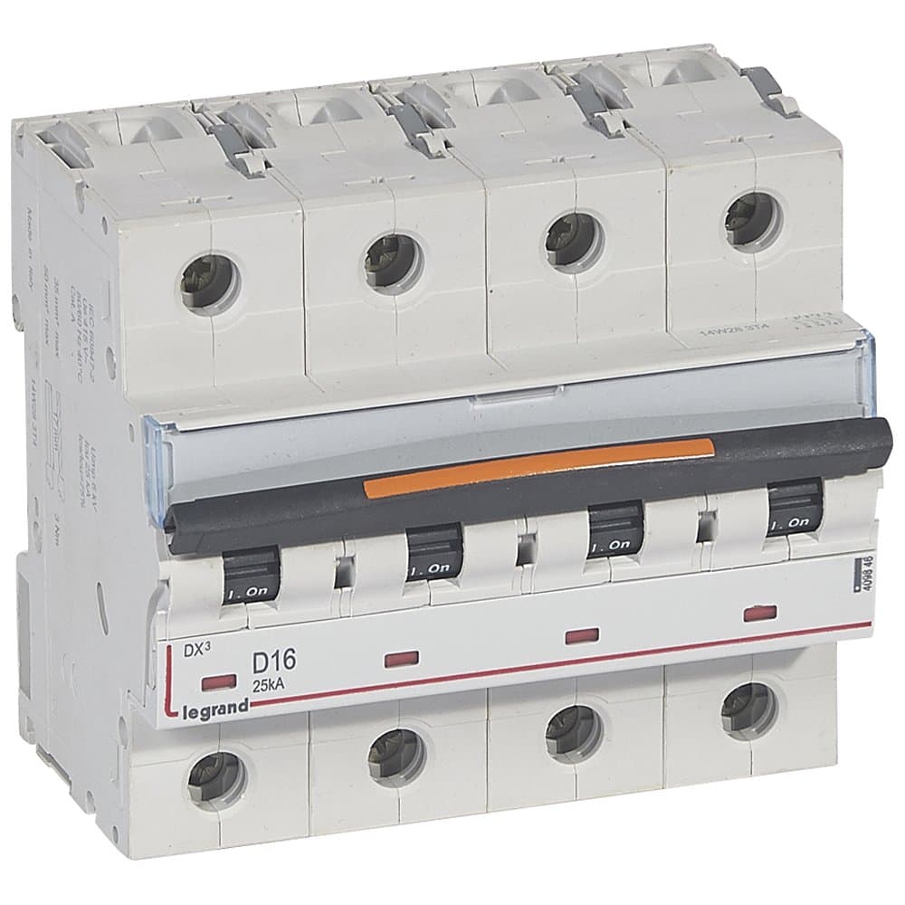 Legrand DX3 Автоматический выключатель 4P 16A (D) 25кА 409846