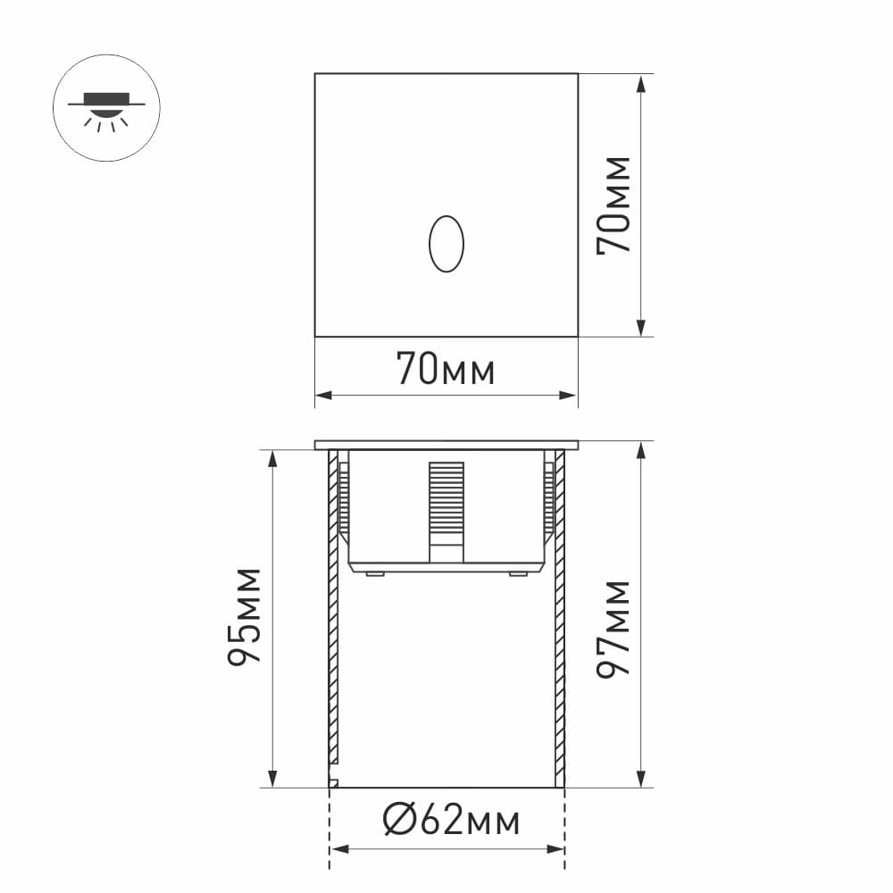 Arlight Светильник LT-GAP-S70x70-3W Warm3000 (BK, 30deg, 230V) (IP65 Металл, 3 года) 031167 — миниатюра 4