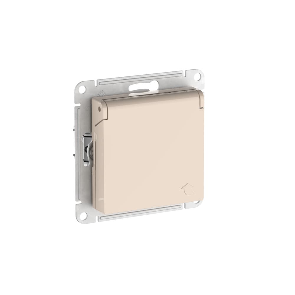 Systeme Electric AtlasDesign Бежевый Розетка с заземл. со шторк. с крышкой, 16А,IP20,мех., быстрозажим. клем. — миниатюра 4