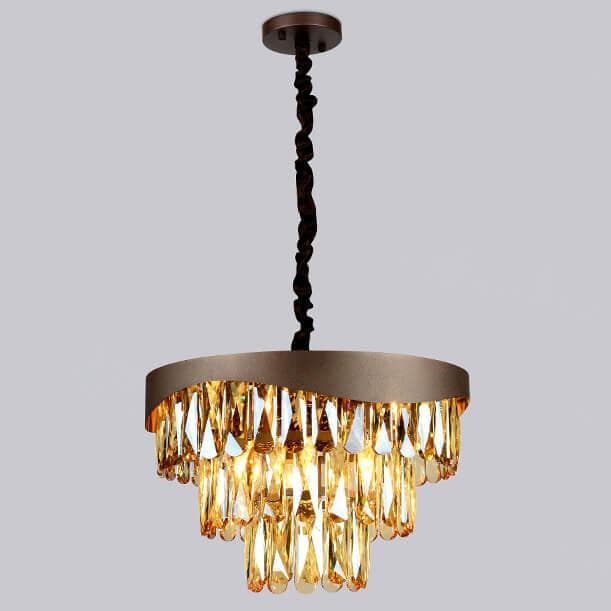 Ambrella Подвесная люстра с хрусталем TR5081 CF/TI кофе/янтарь E14/6 max 40W D400*1070 — миниатюра 3