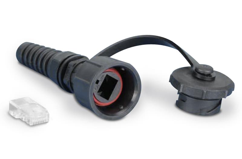 Hyperline PLUG-IE-8P8C-PV-C6 Промышленный разъем RJ-45 (8P8C) под витую пару, IP67, категория 6, с защитной крышкой 46566