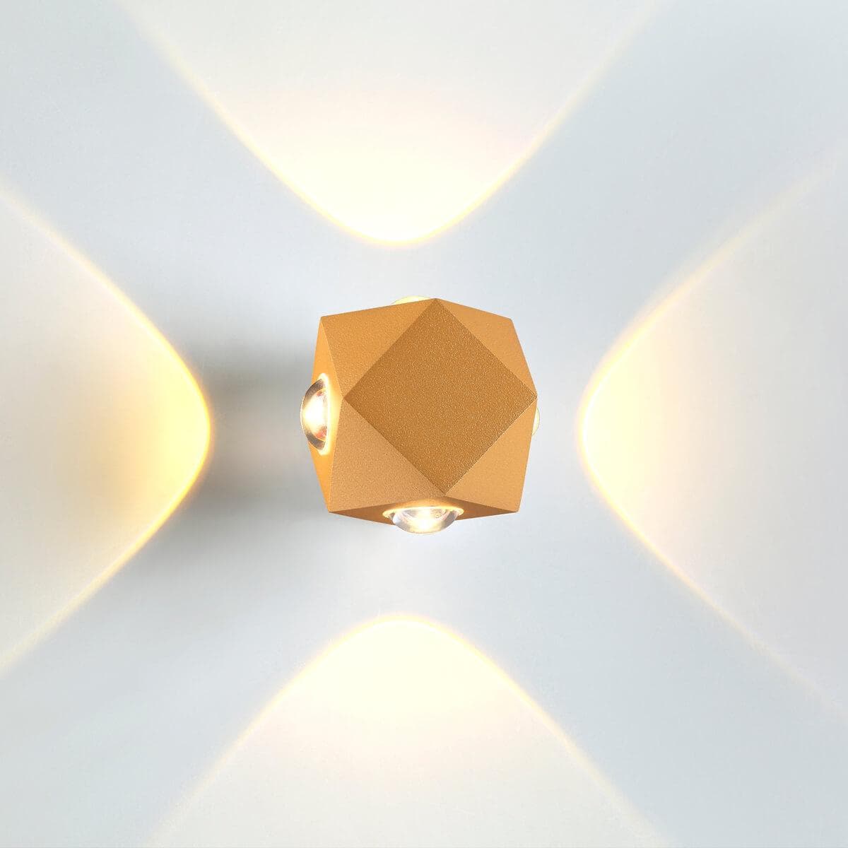 Odeon Light 4220/8WL HIGHTECH ODL21 091 золотист/металл Настенный светильник IP54 LED 8W 724Лм 3200K DIAMANTA — миниатюра 4