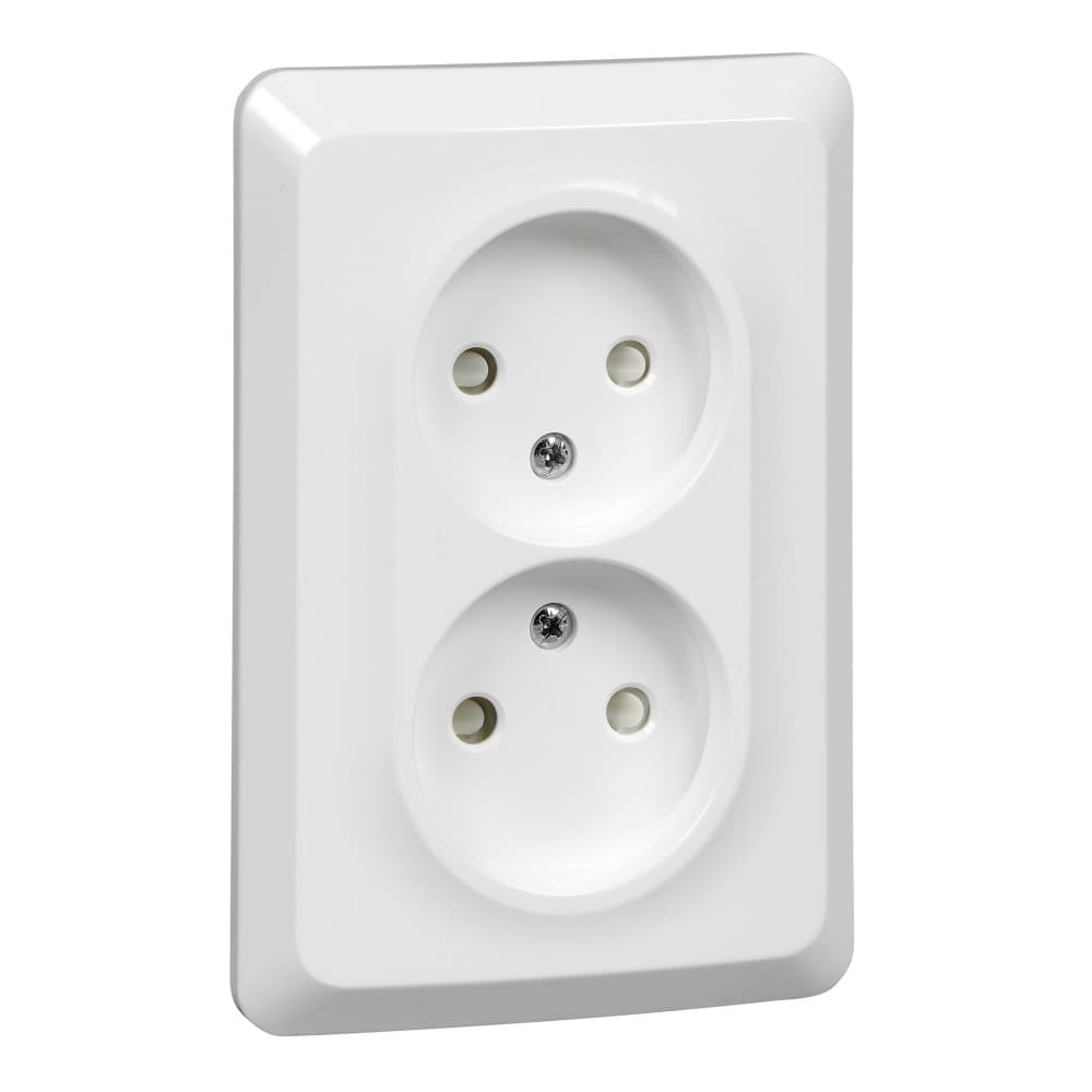 Systeme Electric Этюд Бел Розетка 2-ая б/з со шторками 16А 250B — миниатюра 1