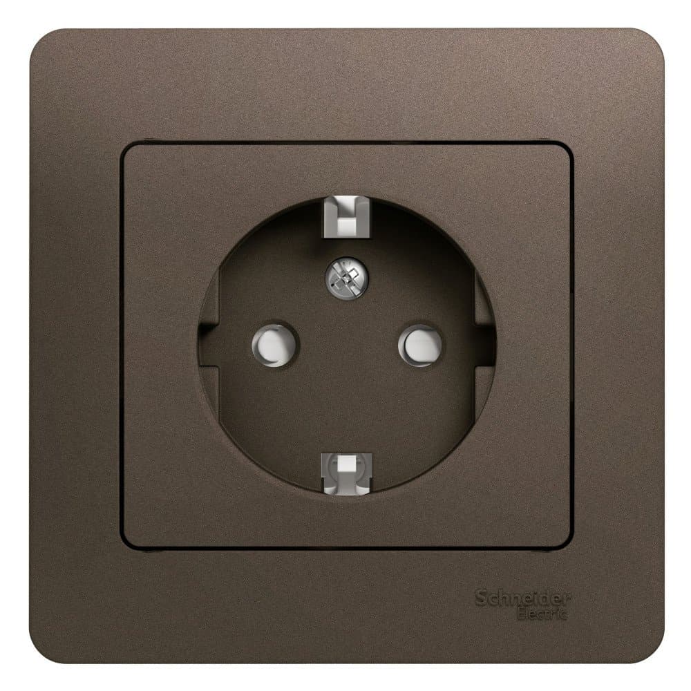 Systeme Electric Glossa Шоколад Розетка с/з со шторками, 16А (в сборе)