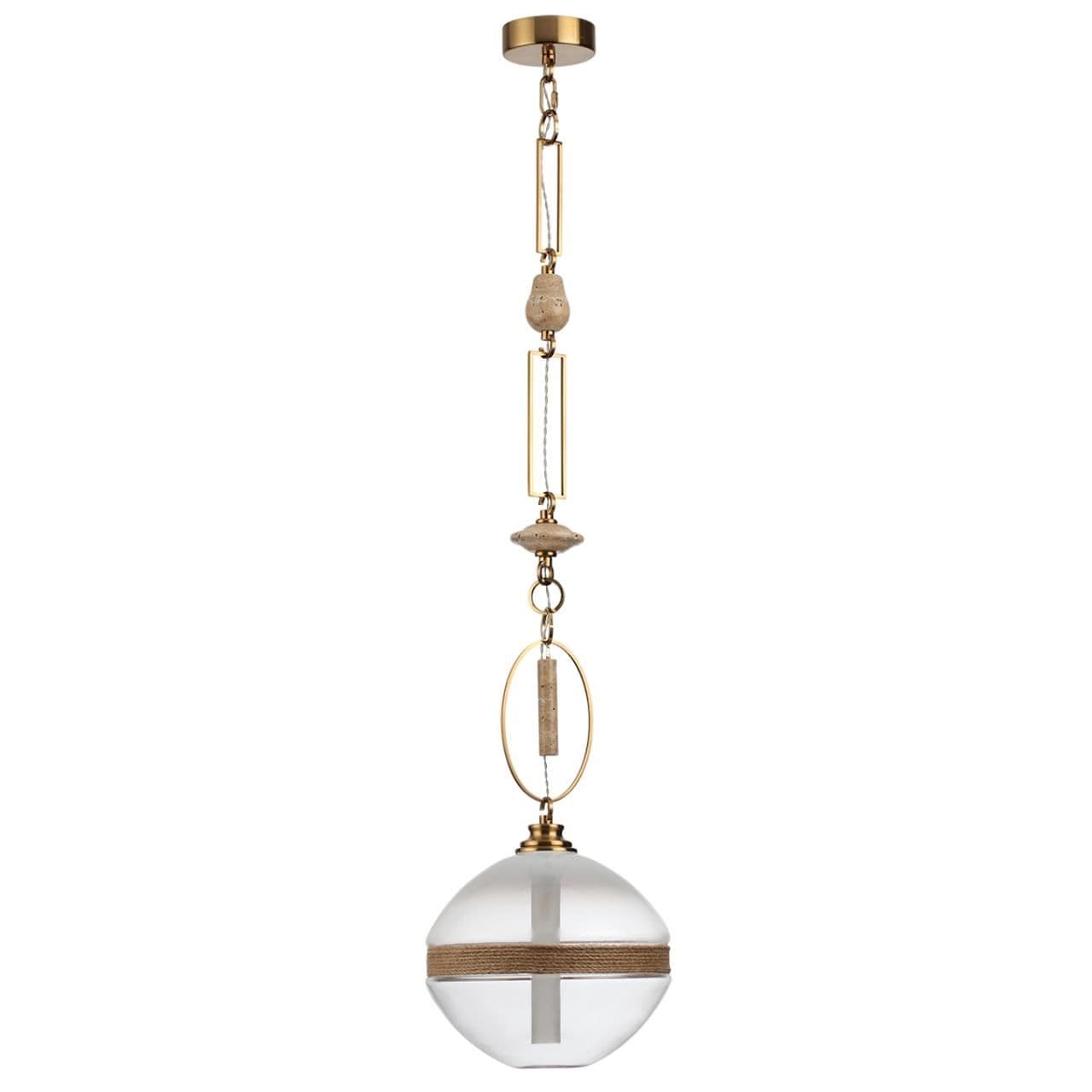 Odeon Light 5441/1C PENDANT ODL_EX26 035 сатинированн.латунь/прозрачн./металл/стекло/травертин/веревка Подвес G9 LED 6W KREMA