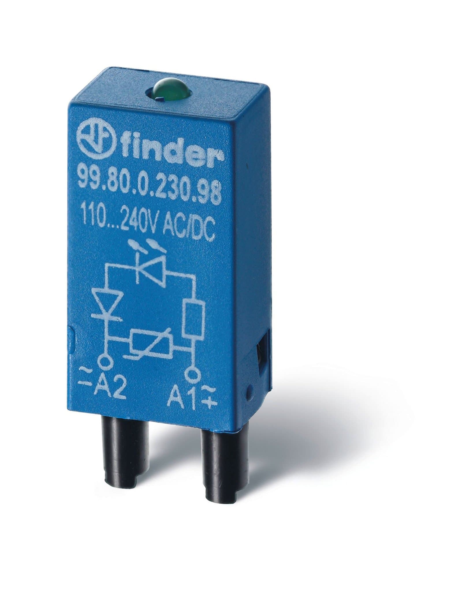 Finder Модуль индикации и защиты; красный LED + диод (+ A1); 28...60В DC 9980906090