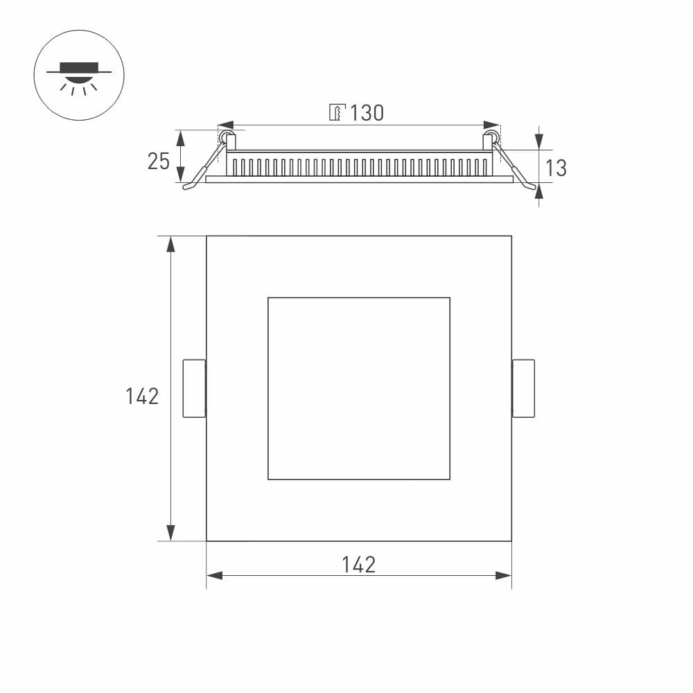 Arlight Светильник DL-142x142M-13W White (IP40 Металл, 3 года) 020128 — миниатюра 2