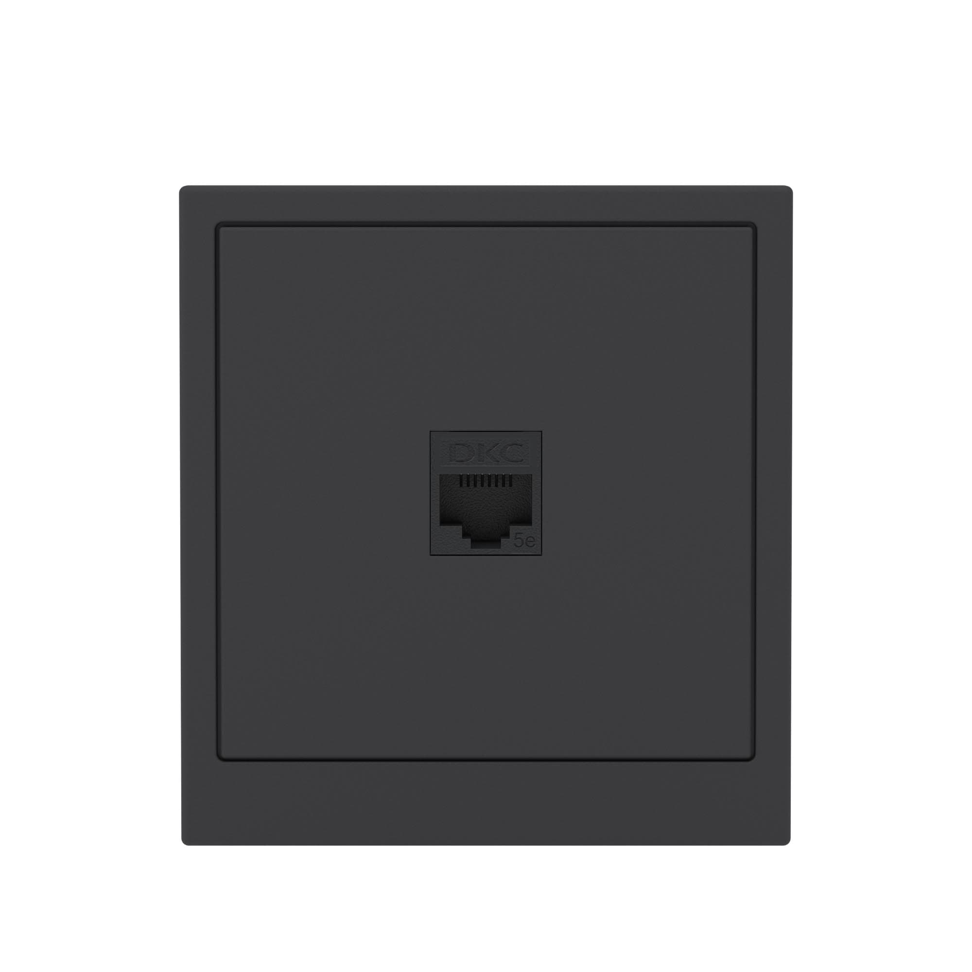 DKC KANT Компьютерная розетка RJ-45 без шторки, кат.5е одинарная, черный уголь — миниатюра 6