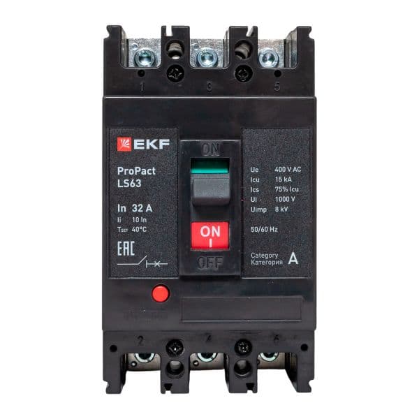 EKF Выключатель автоматический в литом корпусе ProPact LS63 32А 3P 15кА — миниатюра 2