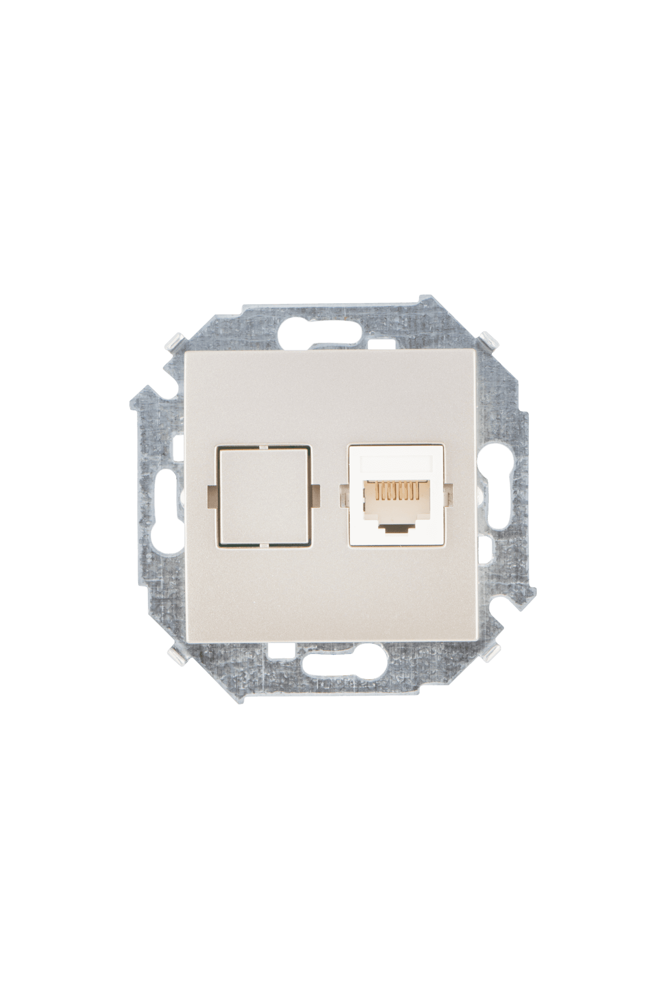 Simon 15 Шампань Розетка компьютерная 1-ая RJ45 кат.5е 1591598-034 — миниатюра 2