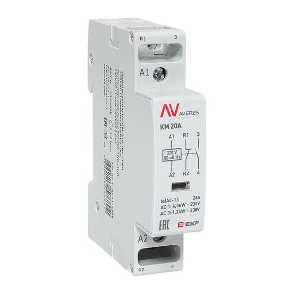 EKF Контактор модульный КМ 20А 1NO+1NC 230В АС (1 мод.) AVERES