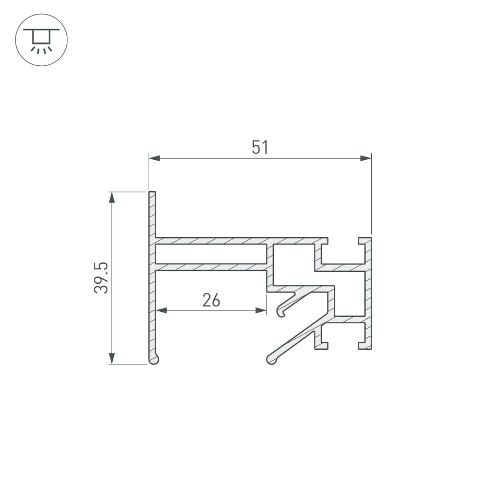 Arlight Профиль STRETCH-25-WALL-SIDE-2000 (Алюминий) 040061 — миниатюра 2