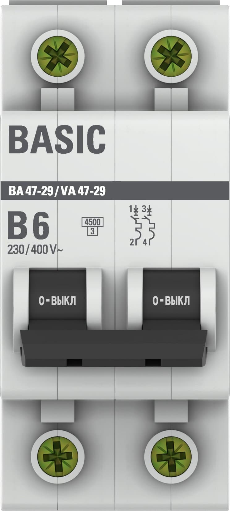 EKF Basic ВА 47-29 Автоматический выключатель (B) 2P 6А 4,5кА mcb4729-2-06-B — миниатюра 2