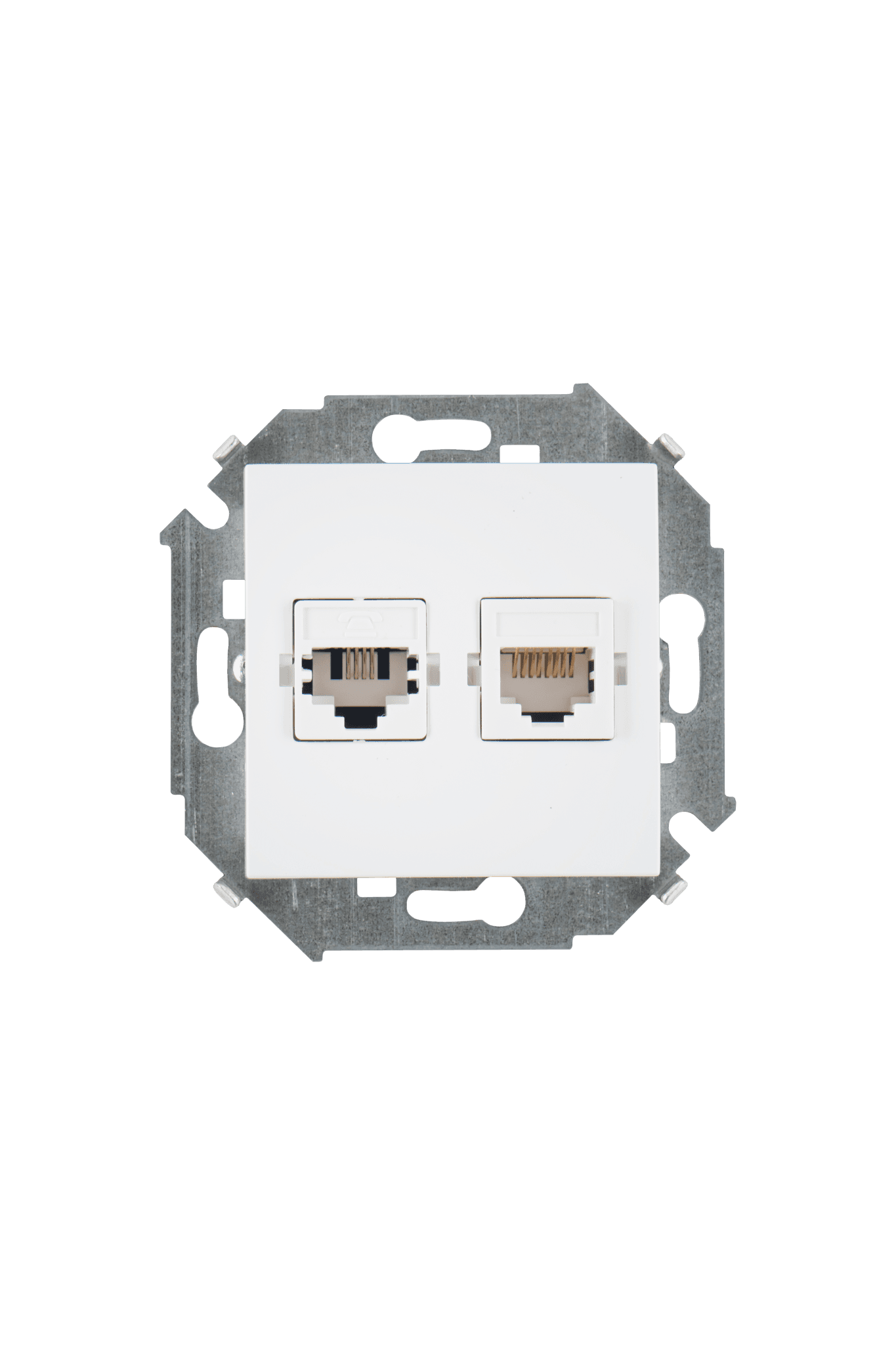 Simon 15 Белая Розетка ТЛФ + комп RJ11+RJ45 кат.5е 1591590-030 — миниатюра 2