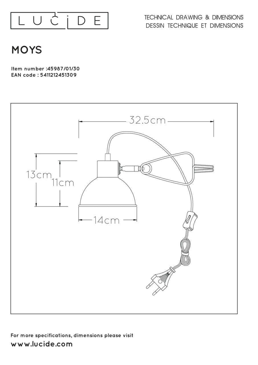Lucide MOYS Черный Настольная лампа 45987/01/30 — миниатюра 3