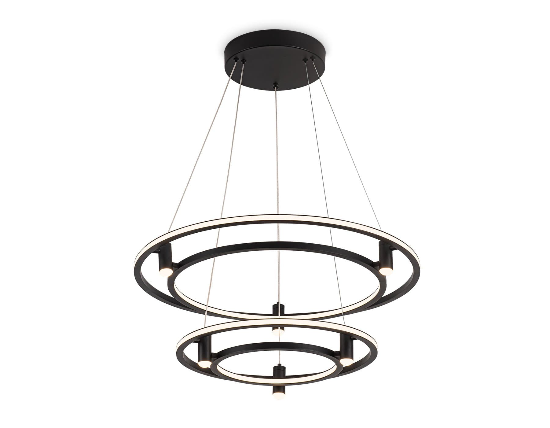 Ambrella Светильник подвесной светодиодный FL5544/2+6 BK черный 90W 3000K/4200K/6400K D600/400*1300 (без ПДУ) — миниатюра 2
