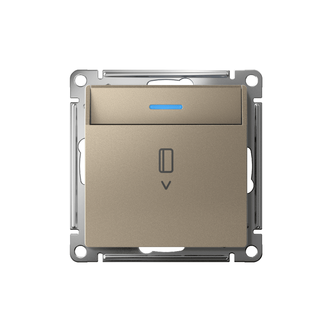 Systeme Electric AtlasDesign Шампань Выключатель карточный с подсветкой, 10А, без задержки отключения, механизм