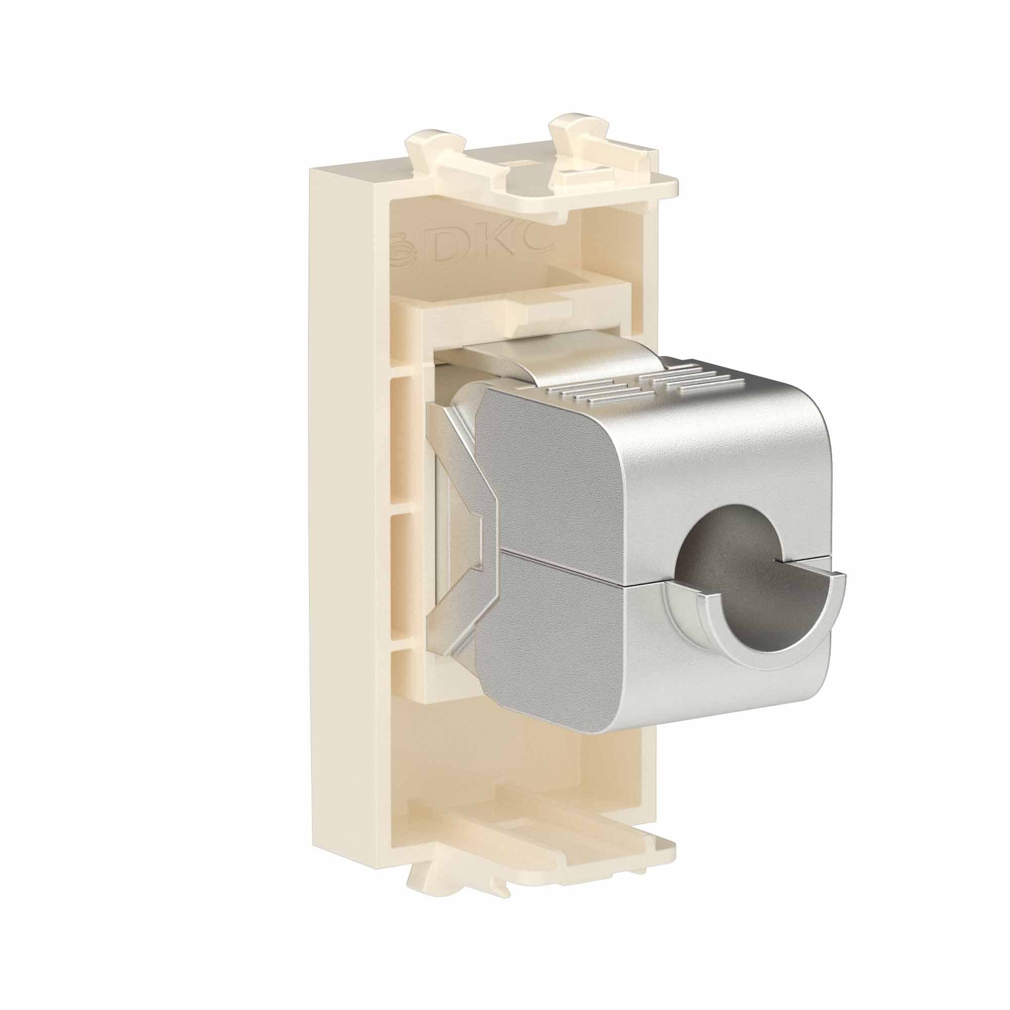 DKC Компьютерная розетка RJ-45 без шторки модульная, кат.6А экранированная, "Avanti", "Ванильная дымка", 1 модуль — миниатюра 3