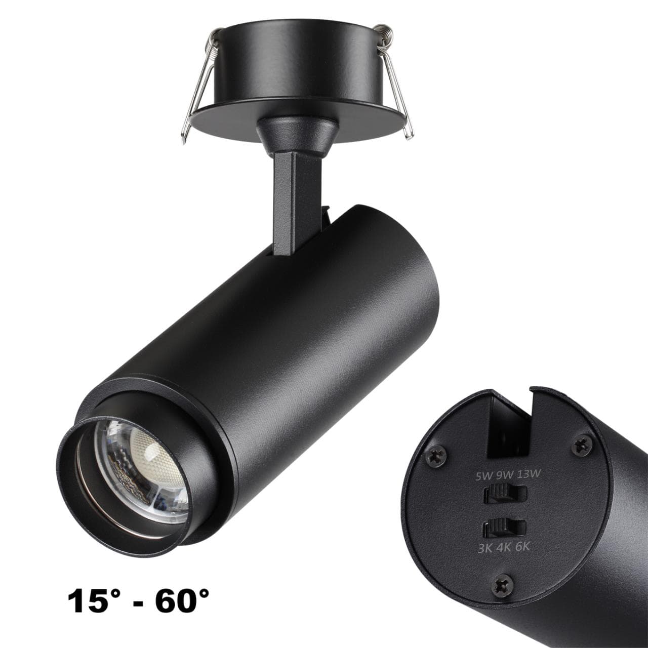 Novotech 359220 SPOT NT23 000 черный Светильник встраиваемый с перекл. цв. температуры, мощности IP20 LED 3000К\4000К\6000К 5W/9W/13W 220V NAIL