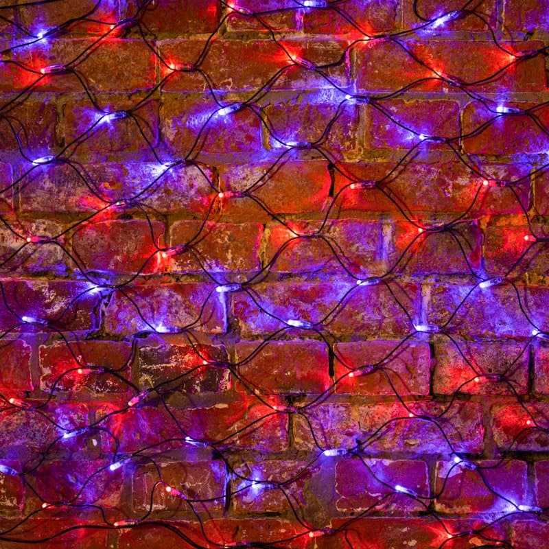 NEON-NIGHT Гирлянда "Сеть" 2х0,7м, черный ПВХ, 176 LED Красные/Синие 215-013 — миниатюра 1
