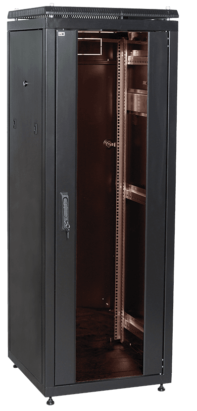IEK LINEA N ITK Шкаф сетевой 19" LINEA N 28U 600х1000 мм стеклянная передняя дверь, черный LN05-28U61-G — миниатюра 2