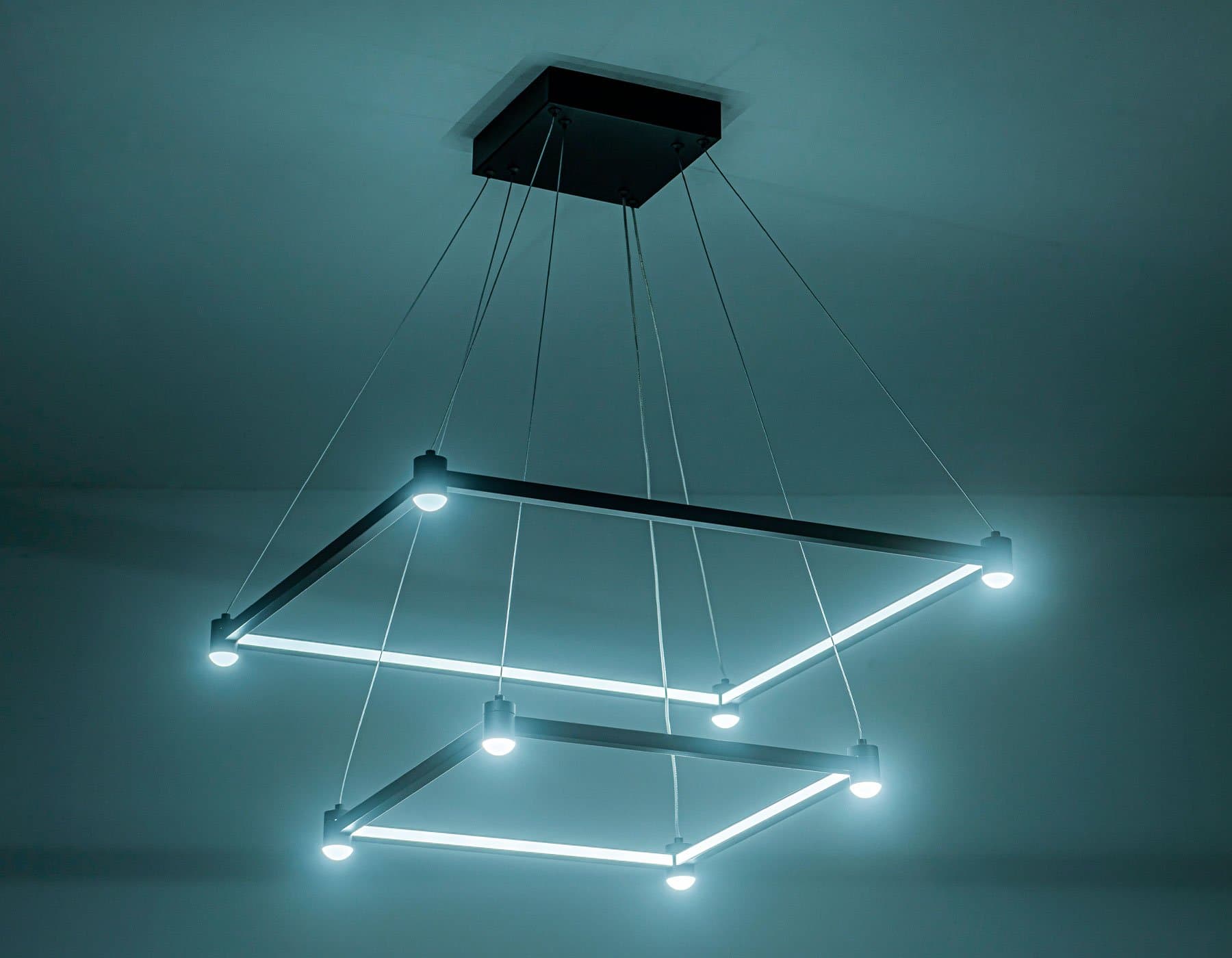 Ambrella Светильник подвесной светодиодный FL5597/2+8 BK черный 60W 3000K/4200K/6400K 600*600*1300 (без ПДУ) — миниатюра 5