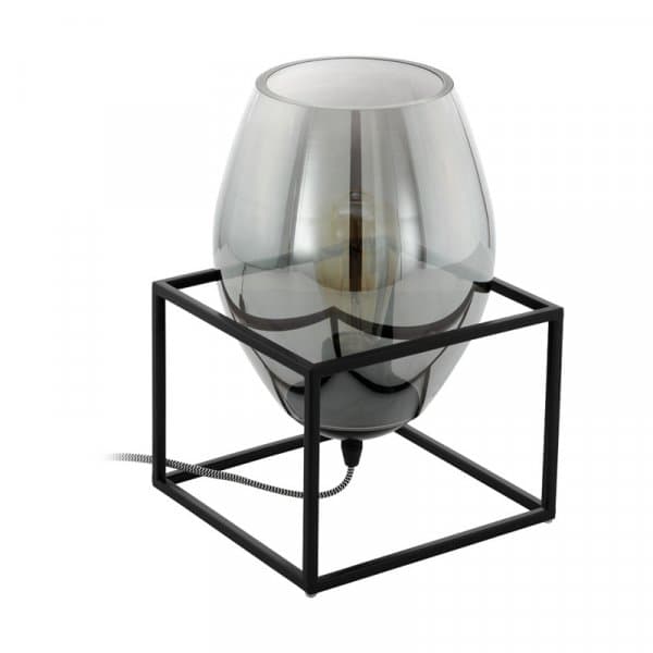 Eglo 97209 Настольная лампа OLIVAL 1, 1х40W (E14), 200х200, H305, H330, сталь, черный/дымчатое cтекло