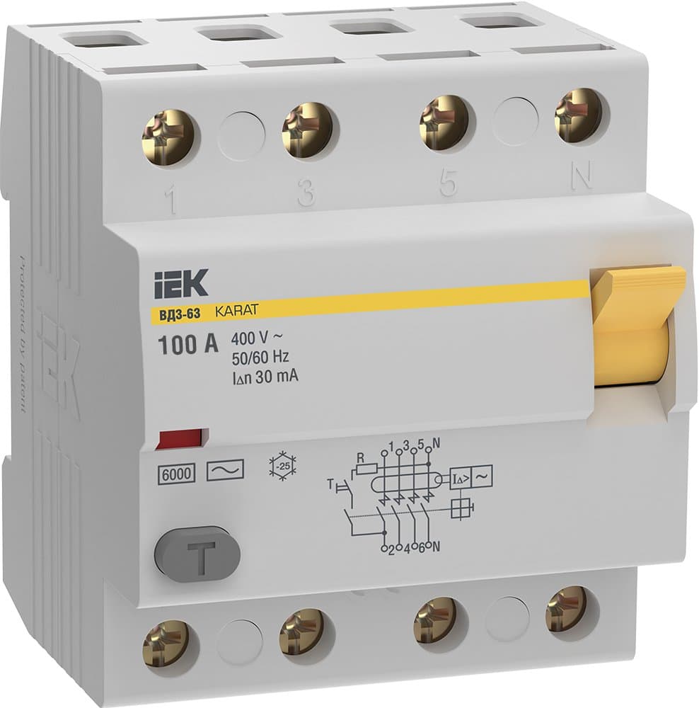 IEK KARAT УЗО KARAT ВД3-63 4P 100А 30мА 6кА тип AC