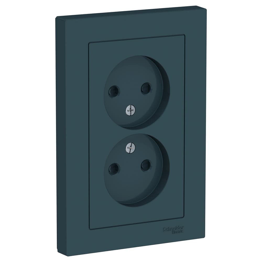 Systeme Electric AtlasDesign Изумруд Розетка б/з двойная, со шторками,16А, в сборе