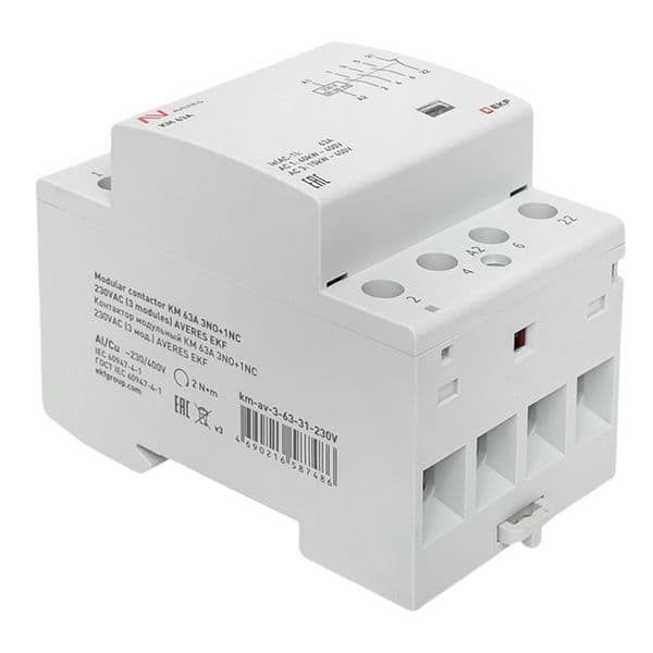 EKF Контактор модульный КМ 63А 3NO+1NC 230В АС (3 мод.) AVERES — миниатюра 9
