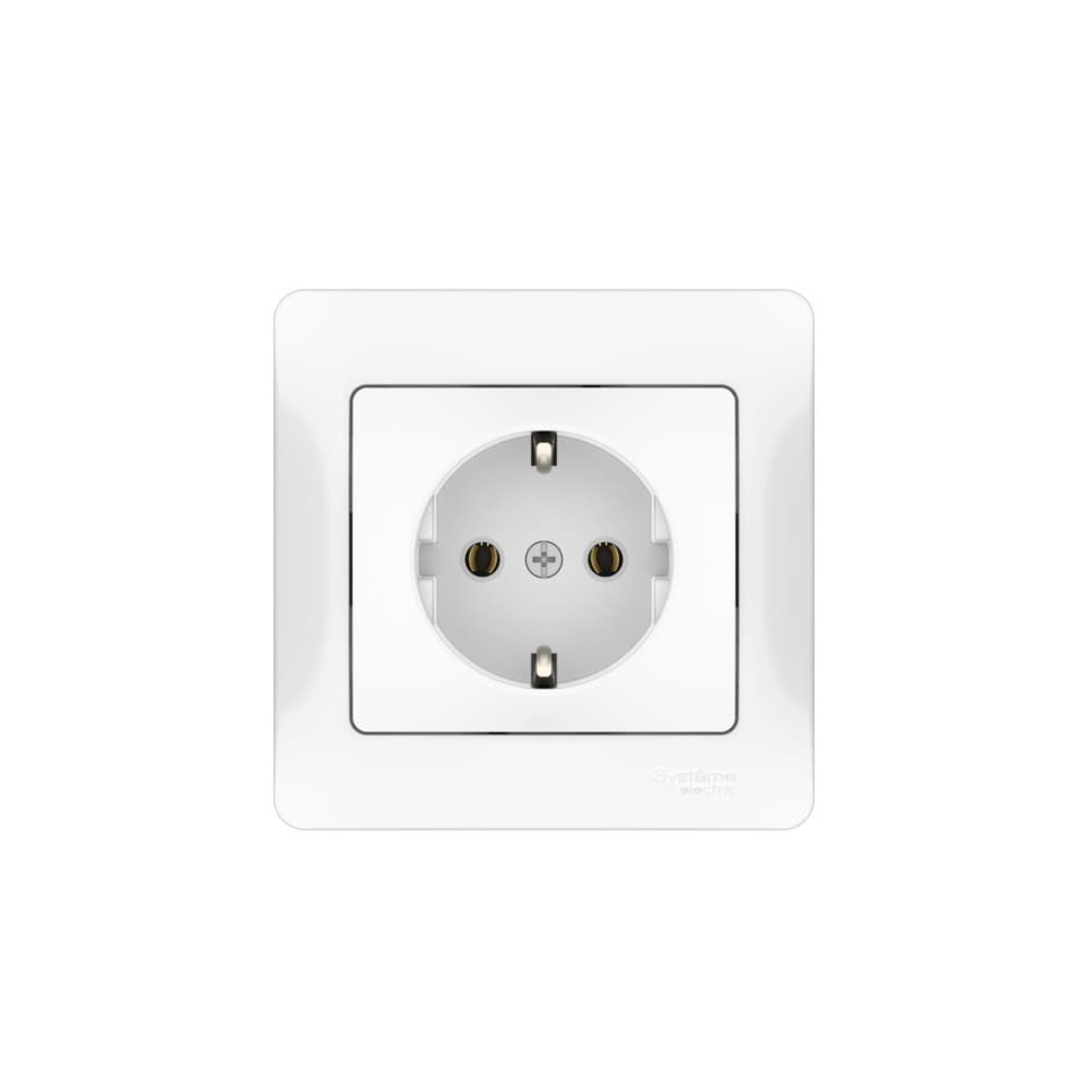 Systeme Electric Glossa Белый Розетка с заземлением, 16А, в сборе, быстрозажим. клем. — миниатюра 4