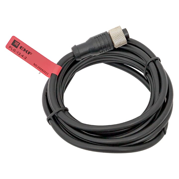 EKF Кабель-разъем М12 4-PIN прямой PLG-12-4-2 — миниатюра 1