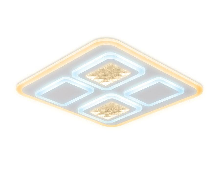 Ambrella Потолочный светодиодный светильник с хрусталем FA259 WH белый 118W 500*500*75 (ПДУ РАДИО 2.4) — миниатюра 3
