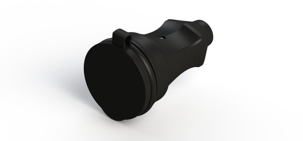 Systeme Electric MultiSet Черная Розетка 2К+З кабельная каучуковая 16А/250В IP44