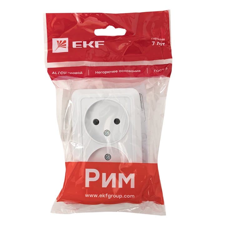 EKF PROxima Рим Розетка 2-местная 10А без заземления белая — миниатюра 3